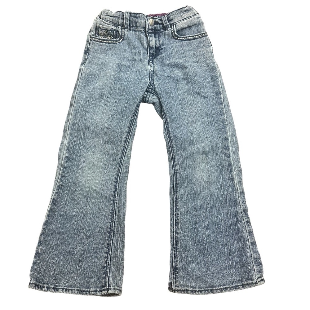 Levi’s Kids Girls Flare Jeans 4T Blue Denim Embroidered Stars Pockets